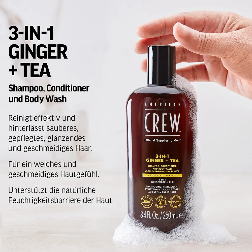American Crew Ginger & Tea Energizing 3-in-1 Shampoo 250 ml 3 American Crew Ginger & Tea Energizing 3-in-1 Shampoo 250 ml
