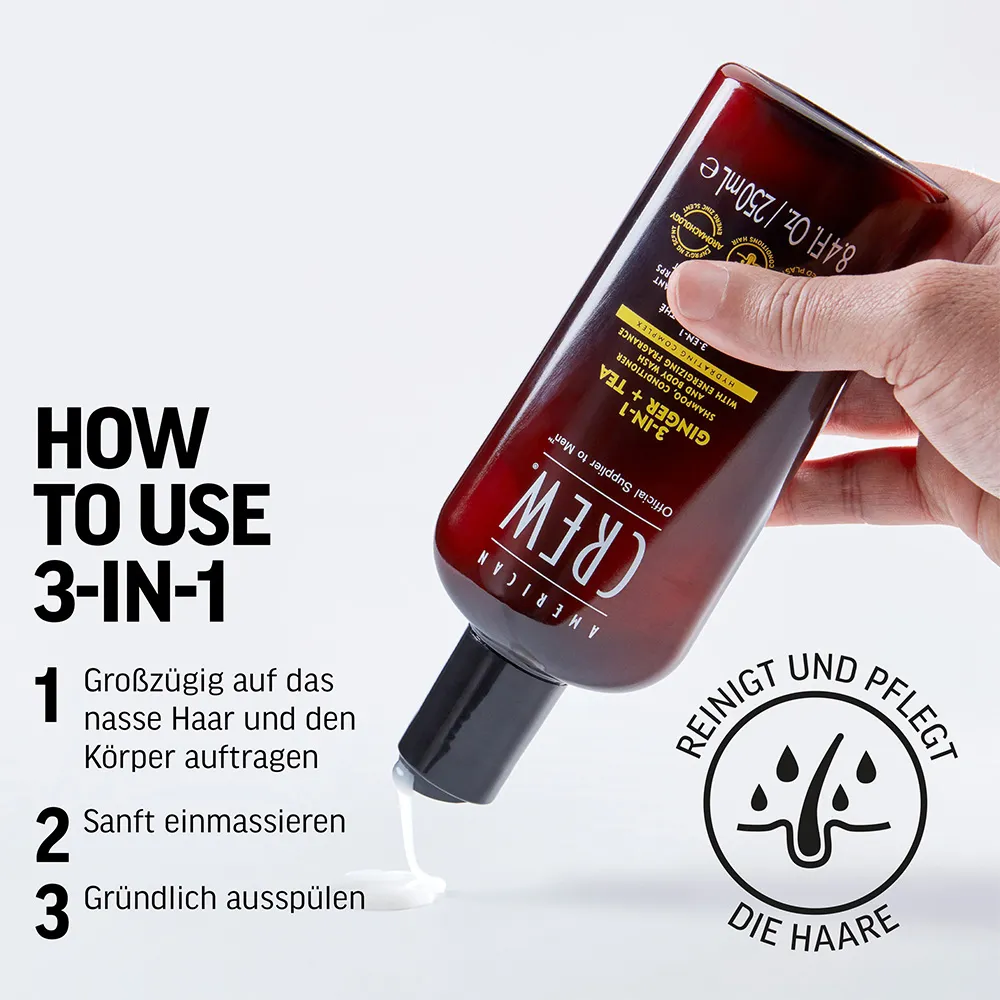 American Crew Ginger & Tea Energizing 3-in-1 Shampoo 250 ml 6 American Crew Ginger & Tea Energizing 3-in-1 Shampoo 250 ml