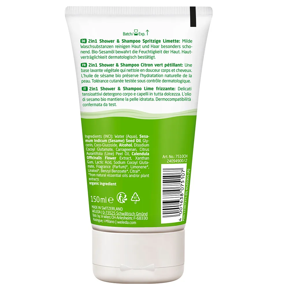 Weleda Kids 2in1 Shower & Shampoo Limette 150 ml 2 Weleda Kids 2in1 Shower & Shampoo Limette 150 ml