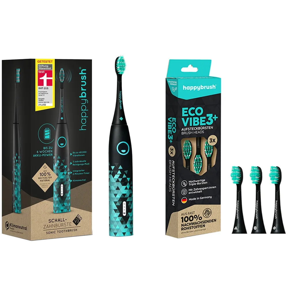 Happybrush ECO Vibe 3 Black/Mint Bundle 