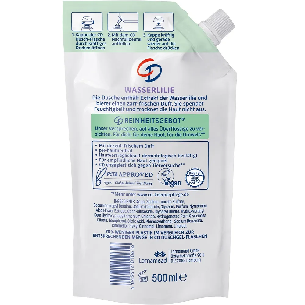 CD Dusche Wasserlilie Nachfüllbeutel 500 ml 2 CD Dusche Wasserlilie Nachfüllbeutel 500 ml